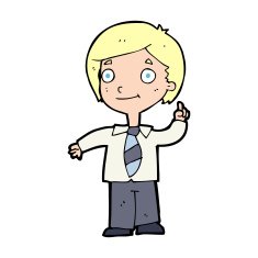 cartoon school boy answering question N71