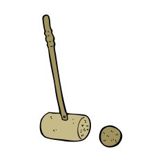 cartoon croquet mallet and ball N13