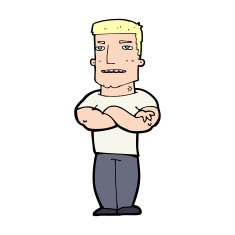 cartoon tough guy with folded arms N15