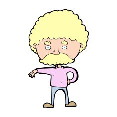 cartoon man with mustache making camp gesture N15