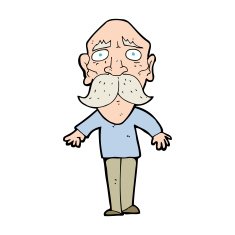 cartoon sad old man N28