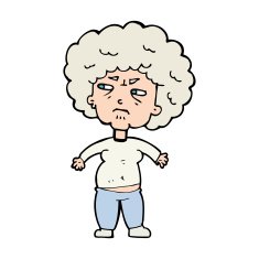 cartoon annoyed old woman N28