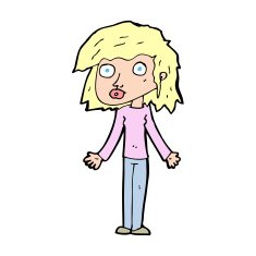 cartoon girl shrugging shoulders N43