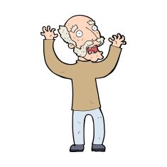 cartoon terrified old man N29