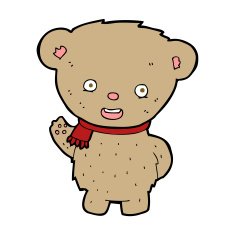 cartoon teddy bear waving N35