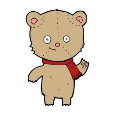cartoon teddy bear waving N36
