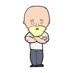 cartoon shocked bald man with beard N15
