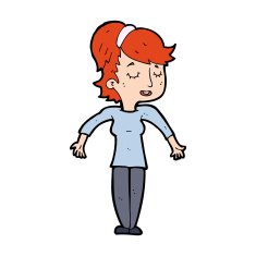 cartoon friendly woman shrugging shoulders N15