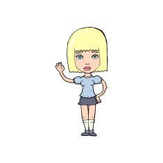Cartoon Woman Waving N494