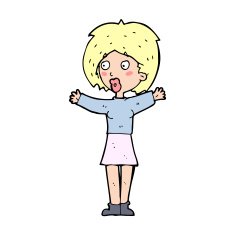 cartoon worried woman N115