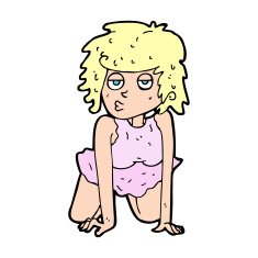 cartoon woman doing pin-up pose N16