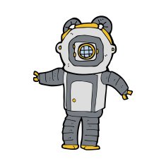 cartoon deep sea diver N45