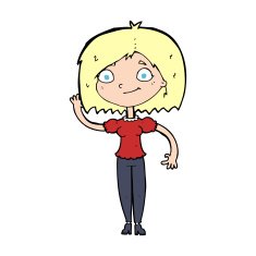 Cartoon Woman Waving N495