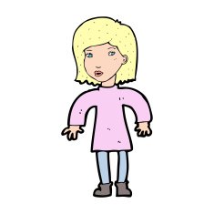 cartoon cautious woman N15