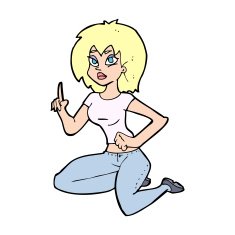 cartoon sitting woman with idea N15