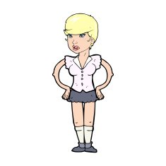 cartoon woman with hands on hips N335