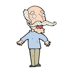 cartoon old man gasping in surprise N13