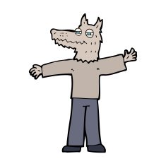 cartoon happy wolf man N24