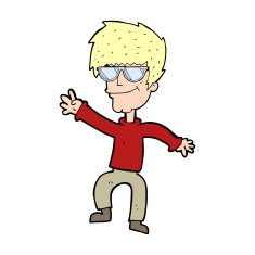 cartoon waving cool guy N12