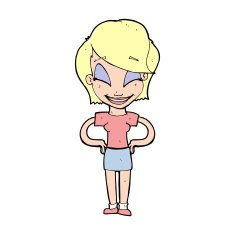 cartoon woman with hands on hips N336