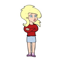 cartoon woman with folded arms N45