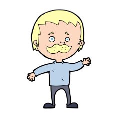 cartoon man with mustache waving N45