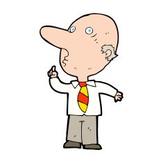 cartoon bald man asking question N15