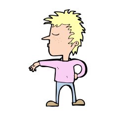 cartoon man making camp gesture N46