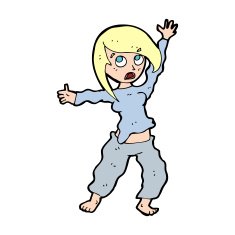 cartoon frightened woman N44