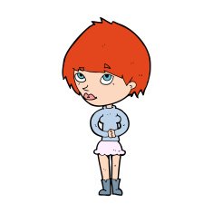 cartoon nervous woman N55
