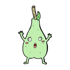 cartoon frightened pear N13