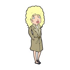 cartoon woman in trench coat N40