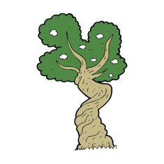 cartoon twisted old tree N11