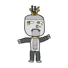 cartoon waving robot N32