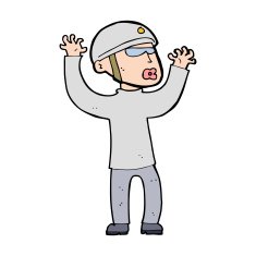 cartoon security man panicking N13