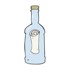 cartoon letter in a bottle N40