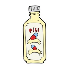 cartoon old bottle of pills N14