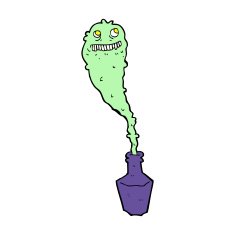 cartoon spooky ghost in bottle N14