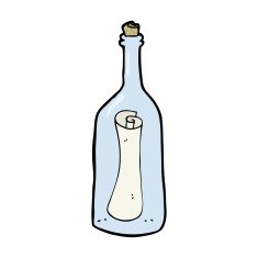 cartoon letter in a bottle N41