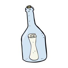 cartoon letter in a bottle N42