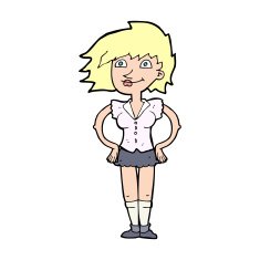 cartoon woman with hands on hips N339