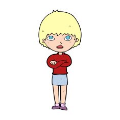 cartoon woman with crossed arms N65