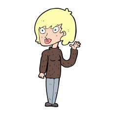 cartoon waving woman N206