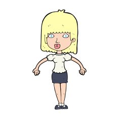 cartoon woman shrugging shoulders N707
