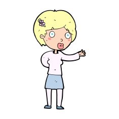 cartoon waving woman N207