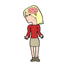 cartoon clever woman shrugging shoulders N13