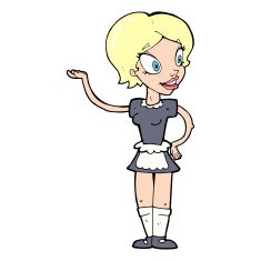 cartoon woman in maid costume N13