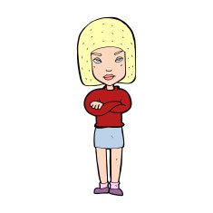 cartoon woman with crossed arms N66