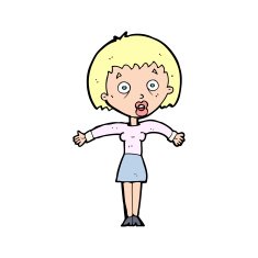 cartoon woman shrugging shoulders N709