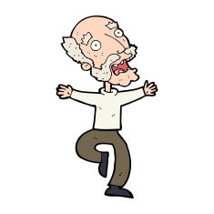 cartoon old man having a fright N12